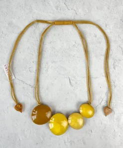 Zsiska Sophia 4 Bead Bib Necklace, Yellow